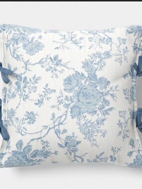 18"x18" Woven Stripe Side-Tie Outdoor Throw Pillow Blue - Threshold Studio McGee